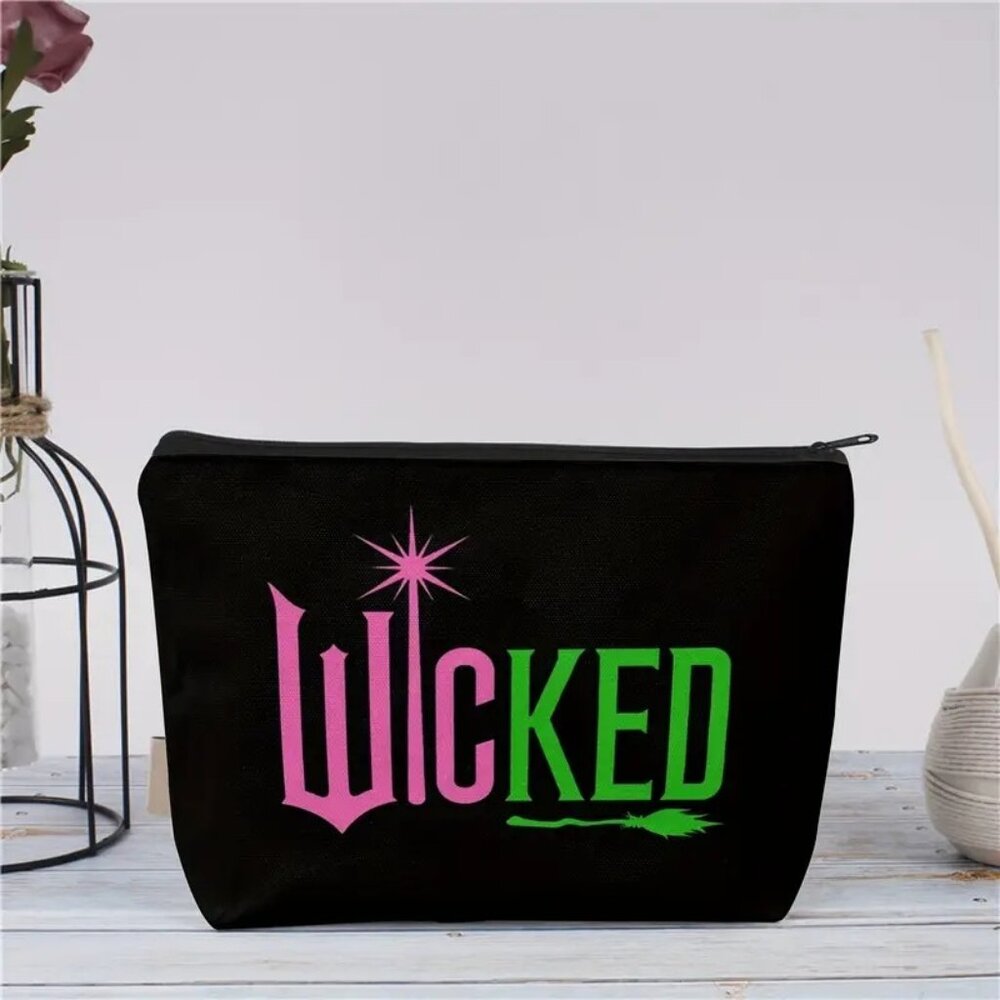 Wicked Inspired Canvas Makeup Zipper Bag NWOT 9.2"